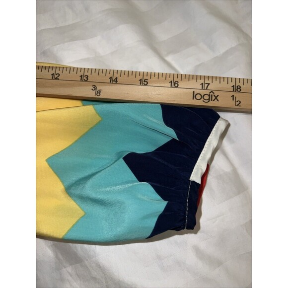 Ezra Womens Shift Dress Large Multicolored Chevron 3/4 Sleeve Mini Polyester Zip - Picture 10 of 10